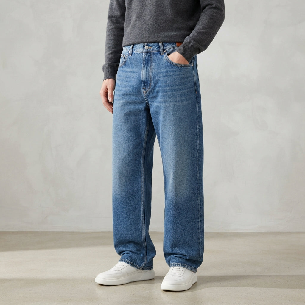 Men’s Baggy Wide Leg Jeans – Relaxed Streetwear Fit