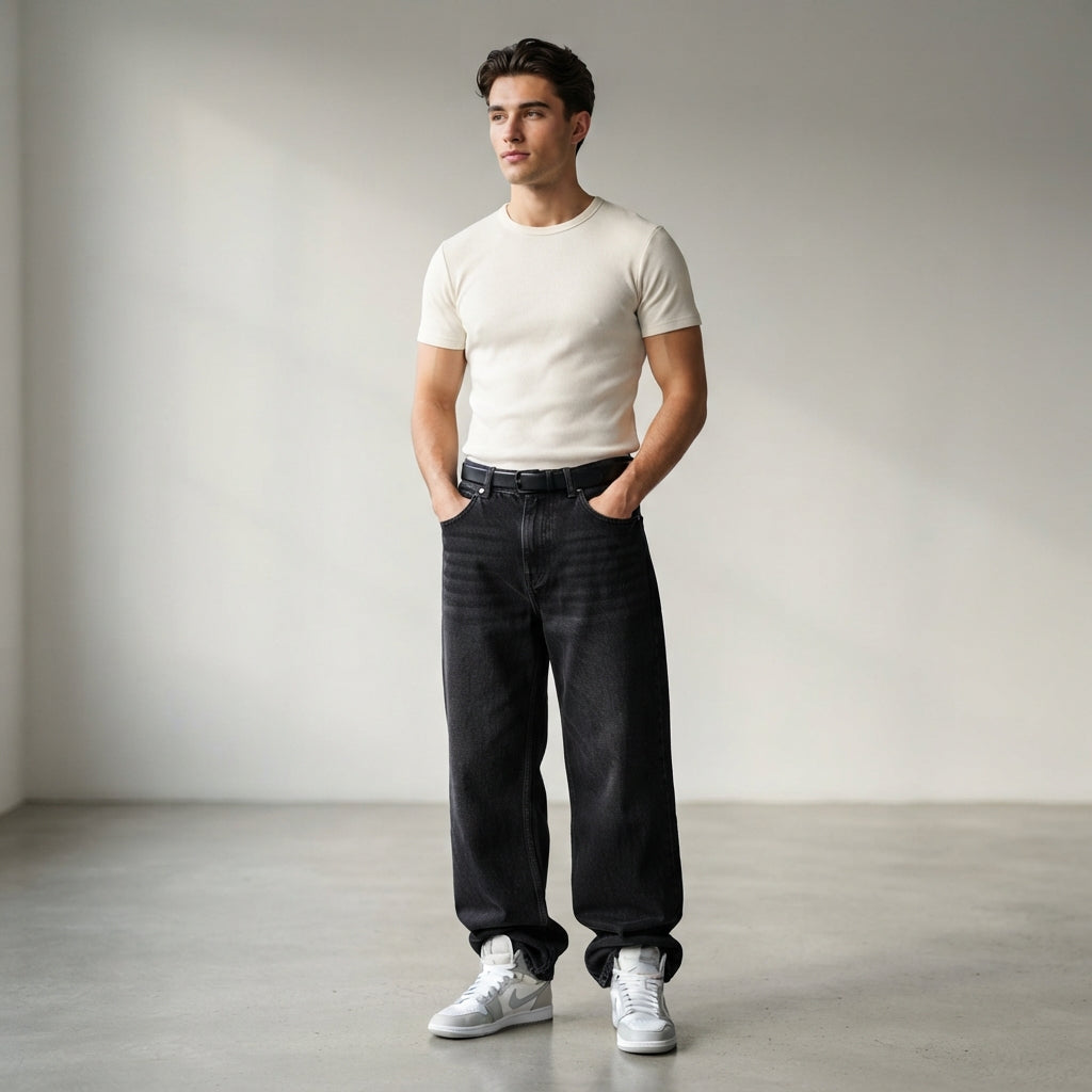 Men’s Baggy Wide Leg Jeans – Relaxed Streetwear Fit