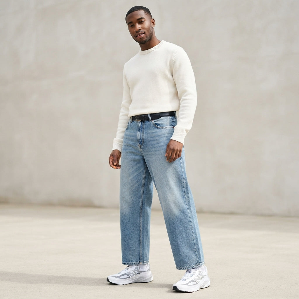Men’s Baggy Wide Leg Jeans – Relaxed Streetwear Fit
