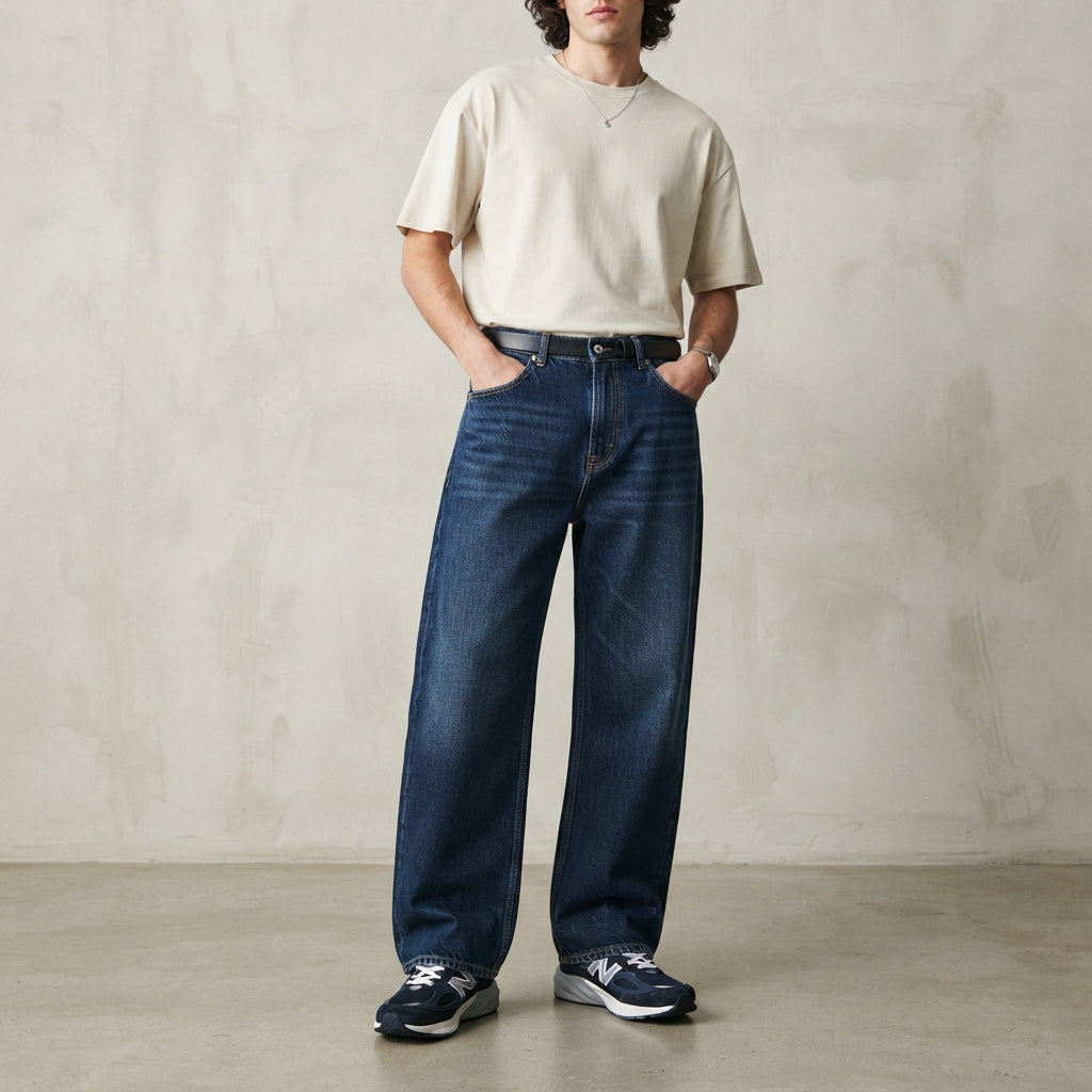 Men’s Baggy Wide Leg Jeans – Relaxed Streetwear Fit