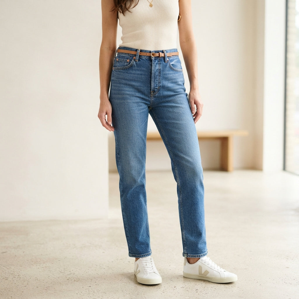 Women’s High-Waisted Straight Leg Jeans – Premium Everyday Denim