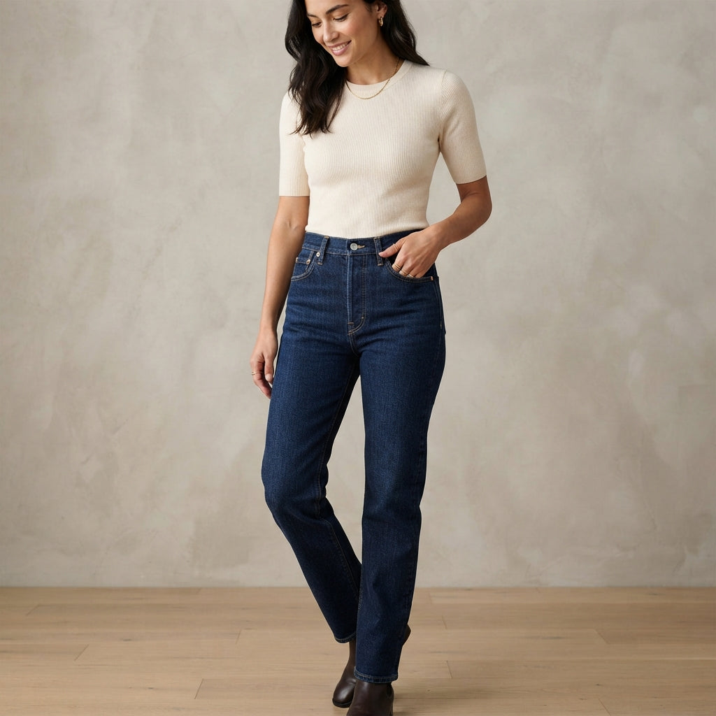 Women’s High-Waisted Straight Leg Jeans – Premium Everyday Denim