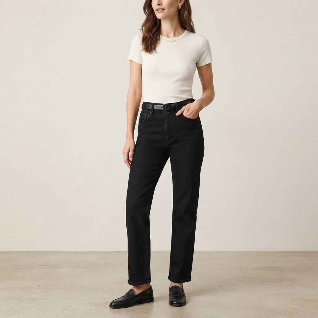 Women’s High-Waisted Straight Leg Jeans – Premium Everyday Denim
